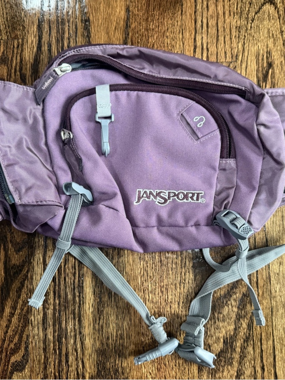 Jansport Lavender Purple Waist Pack with Gray Straps